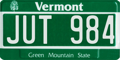 VT license plate JUT984