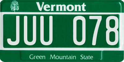 VT license plate JUU078