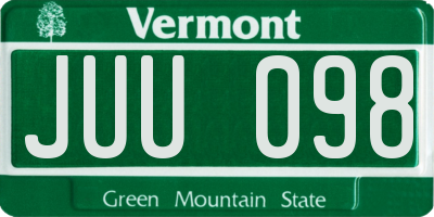 VT license plate JUU098