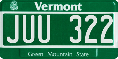 VT license plate JUU322