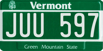 VT license plate JUU597