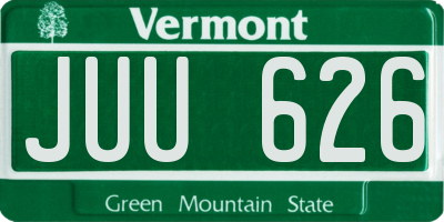 VT license plate JUU626