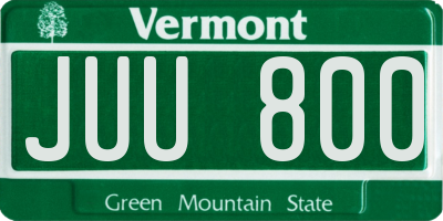 VT license plate JUU800