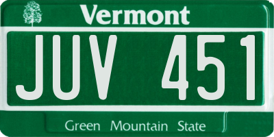 VT license plate JUV451