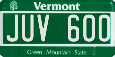 VT license plate JUV600