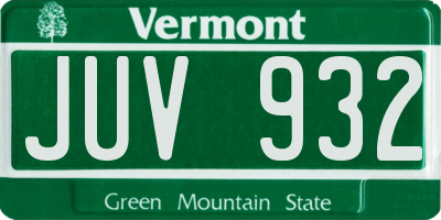 VT license plate JUV932