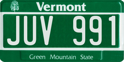 VT license plate JUV991