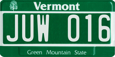 VT license plate JUW016