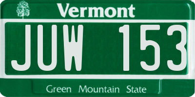 VT license plate JUW153