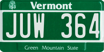 VT license plate JUW364