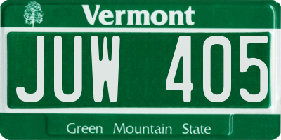 VT license plate JUW405