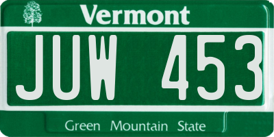 VT license plate JUW453