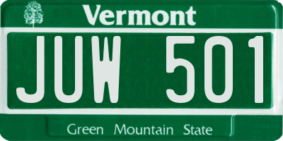 VT license plate JUW501