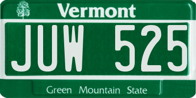 VT license plate JUW525