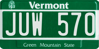 VT license plate JUW570