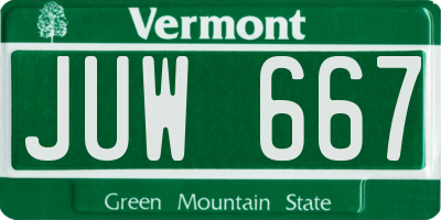 VT license plate JUW667