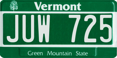 VT license plate JUW725