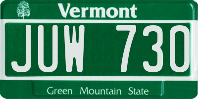 VT license plate JUW730