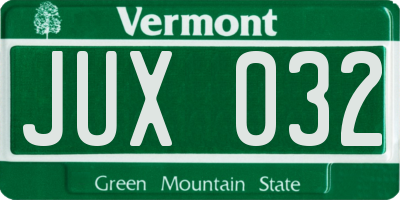 VT license plate JUX032