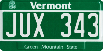 VT license plate JUX343