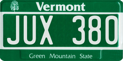 VT license plate JUX380