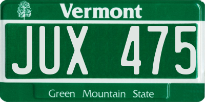 VT license plate JUX475