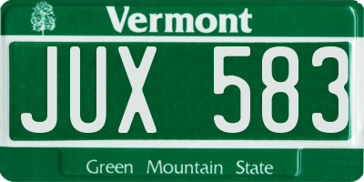 VT license plate JUX583