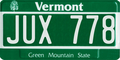 VT license plate JUX778