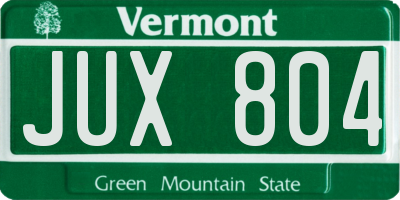 VT license plate JUX804