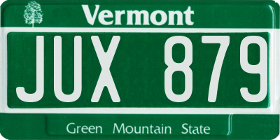 VT license plate JUX879