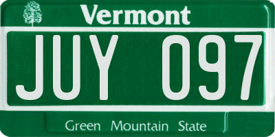 VT license plate JUY097