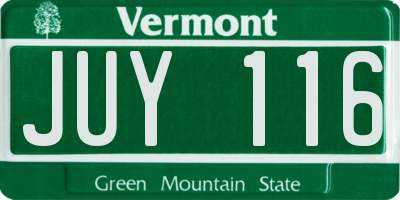 VT license plate JUY116