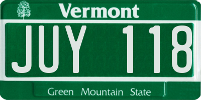 VT license plate JUY118