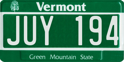 VT license plate JUY194
