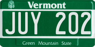 VT license plate JUY202