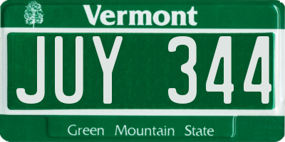 VT license plate JUY344