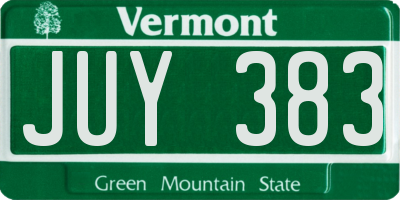 VT license plate JUY383