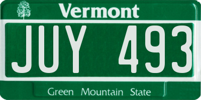 VT license plate JUY493