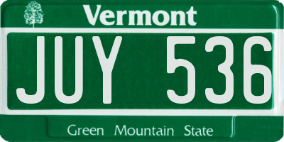 VT license plate JUY536