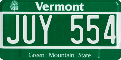 VT license plate JUY554