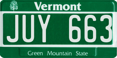 VT license plate JUY663