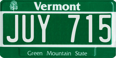 VT license plate JUY715
