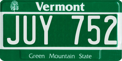 VT license plate JUY752