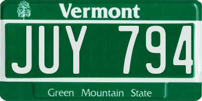 VT license plate JUY794