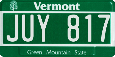 VT license plate JUY817