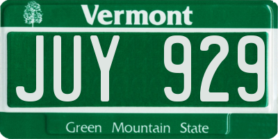 VT license plate JUY929