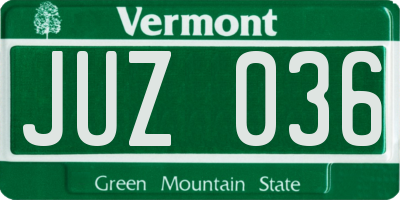 VT license plate JUZ036