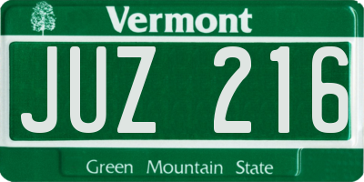 VT license plate JUZ216