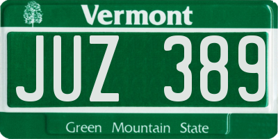 VT license plate JUZ389