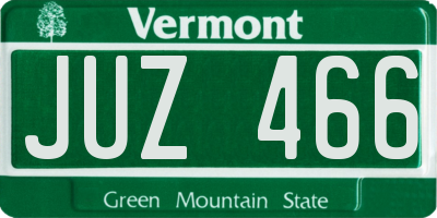 VT license plate JUZ466